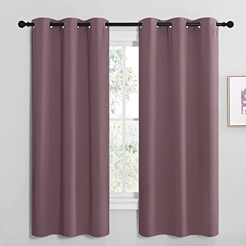 Image of NICETOWN Dry Rose Room Darkening Curtains for Kitchen, Set of 2, 42 inches Wide by 68 inches Long, Window Treatment Thermal Insulated Solid Grommet Room Darkening Curtains /Drapes for Bedroom