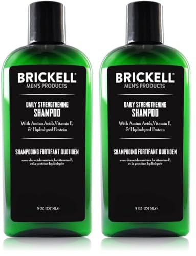 Brickell Men's Products Champú Fortalecedor Diario Para Hombres, Con Menta y Aceite de árbol de té, Natural y Orgánico, 237 ml (Paquete de 2)