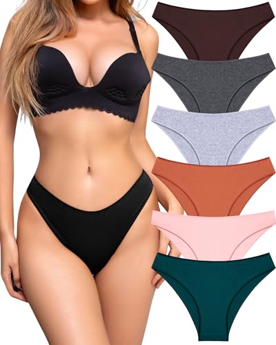 Image of UNDER THE SEA Cotton Underwear for Women 6 Pack Sexy Bikini High Cut Breathbale Cheeky Panties Underwear Womens Lingerie