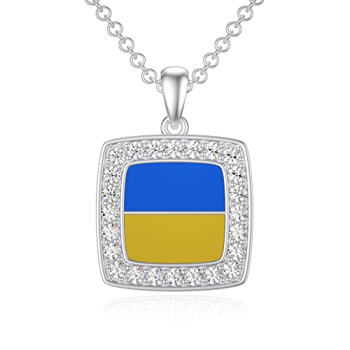 Dorunmo Ukrainian Flag Necklace 925 Sterling Silver Ukrainian Flag Jewelry Peace Style Exquisite Cute Pendant Jewelry Gift For Women Girl #TOP18