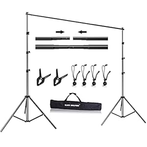 SLOW DOLPHIN 10x 8.5 ft Photo Backdrop Stand, Adjustable Photography Background Support System Stand for Photo Video Studio with Carrying Bag, Clips, Clamps