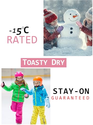 Image of SATINIOR Kids Snow Mittens Waterproof Winter Ski Gloves Warm Thicken Snow Gloves for Girls Boys