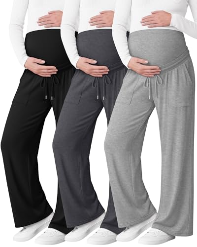 Sweetyweee - Sweetyweee 3 Pack Women's Maternity Casual Pants, 3-Color, Large - Best Deal on Amazon