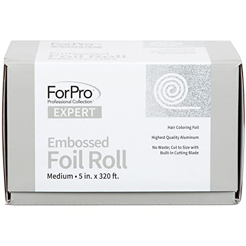 Forpro Expert Embossed Aluminum Foil Roll, 320 Ft Hair Foils For Color Application And Highlighting Services, Silver, Medium, 5" W #TOP2