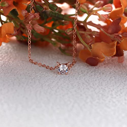 Image of Tewiky Dainty 14k Gold Plated /Silver Cubic Zirconia Necklaces for Women, Simple CZ Jewelry Necklaces Trendy Gifts