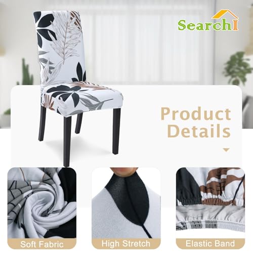 Image of SearchI Dining Room Chair Covers Slipcovers Set of 4, Spandex Super Fit Stretch Removable Washable Kitchen Parsons Chair Covers Protector for Dining Room,Hotel,Ceremony(Flower Pattern11)