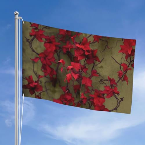Drapeau de vigne à fleurs rouges 1,2x1,8 m grand format double face pour déco
