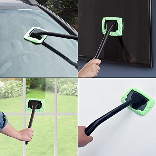 Dongshop 2 Pack Car Window Cleaner Windshield Cleaner Tool Accessories Detachable Handle Car Cleaning Kit 8 Pieces Pivoting Head Microfiber Cloth Pads And 2 Pieces 30Ml Spray Bottles (2Pcs) #TOP6