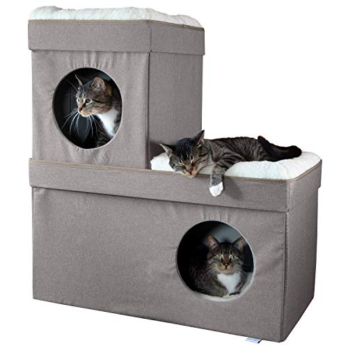 Kitty City Large Stackable Cat Condo & Cube House,...