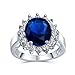 Produktbild Bling Jewelry Personalisieren Sie Klassische traditionelle 5CTW Royal Blue CZ Krone Halo Oval Zirkonia Simulierte Saphir Engagement für Frauen Versprechen Ring versilbert Anpassbar