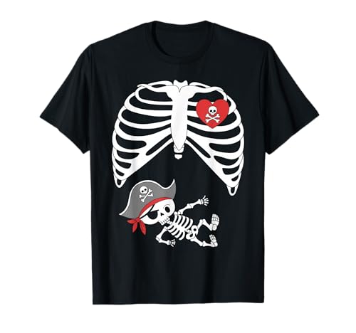 Baby Pregnancy Halloween Skeleton Xray Pirate Boy Pregnant T-Shirt