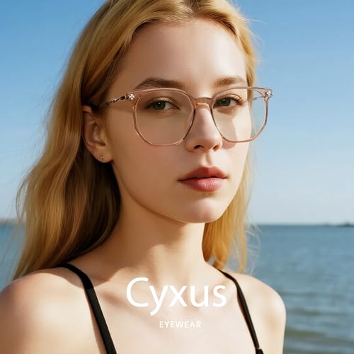 Image of Cyxus Retro Blue Light Glasses Men - Square TR90 Metal Blowline Frame Stylish Trendy for Computer Daily Work 8252