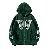 Y-A31 Lime Green Womens Long Sleeve Hoods Butterfly Graphic Baby Tees Hoodies Outfits Sweatshirt for Women Vintage Gothic with Cardigan Winter Fall Hoods 2023 Clothing VQ S