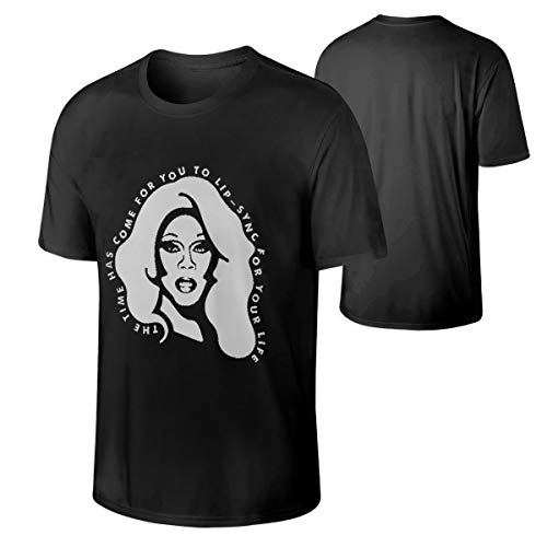 CuiMr.ZEi Man RuPaul Lip Sync for Your Life T-Shirt 5XL Black