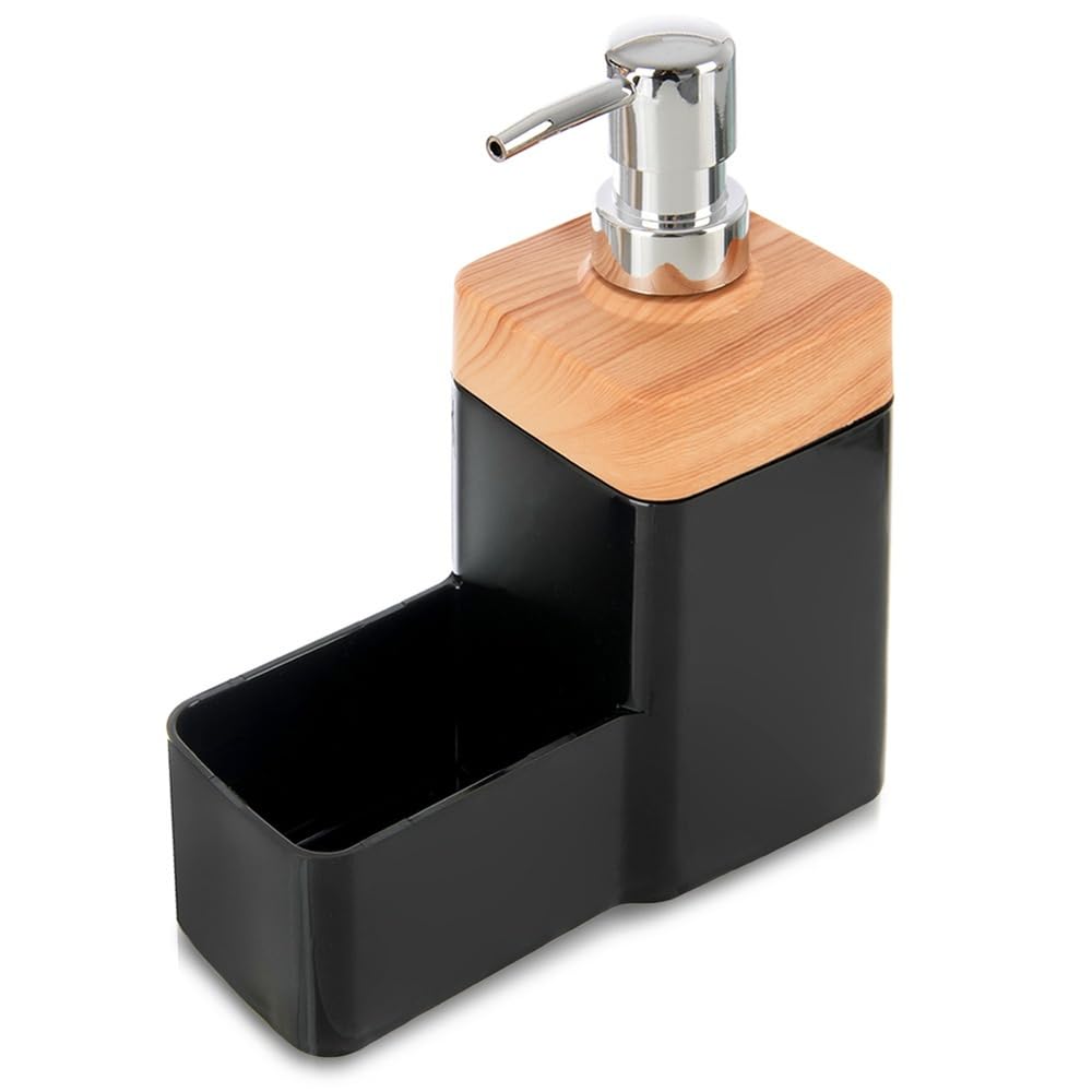 orion group Distributeur de liquide vaisselle noir de 500 ml avec réservoir éponge