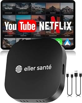 eller santé® MUSEPRO 2025 Upgraded Wireless CarPlay Adapter, 5-in-1 Apple Wireless and Android Auto Wireless Adapter Support Netflix/YouTube/TF Card, Magic Ai Box for Cars from 2016 & iPhone iOS10+