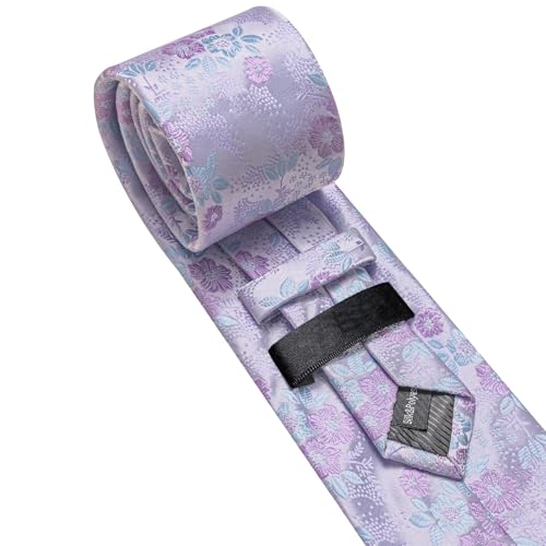 Image of Barry.Wang Men Tie Set Floral Paisley Silk Necktie Pocket Square Cufflinks Formal Wedding Party Business