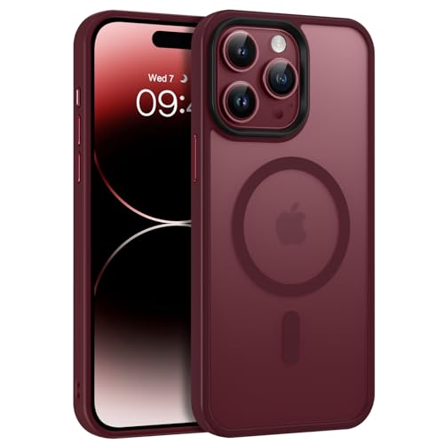 Image of BENTOBEN for iPhone 15 Pro Max Case, iPhone 15 Pro Max Magnetic Case [Compatible with MagSafe], Translucent Matte Slim Shockproof Women Men Protective Case Cover for iPhone 15 Pro Max 6.7 inch, Wine