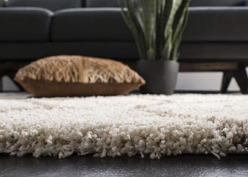 Image of TRANQUIL Polyester Fluffy Fur Rug Shaggy Modern Carpet for Living Room, Bedroom, Guest Room, Kids Room (6x9 Feet, Ivory Beige)