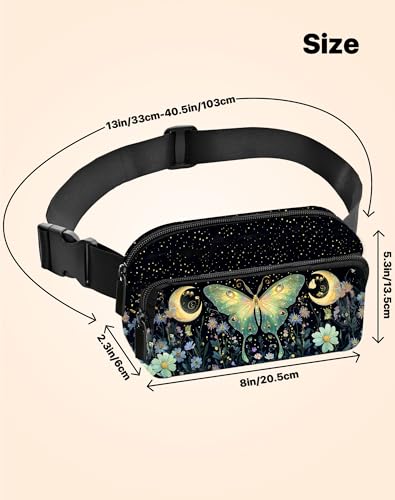 Image of Moth Fanny Pack Lightweight Belt Bag Fashion Waist Pouch | Waterproof, crossbody bags for women, sports, running, traveling, hiking