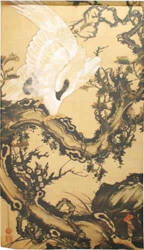 のれん工房 のれん 和風 伊藤若冲 枯木鷲猿図 日本絵画 タペストリー ポスター 幅85cm×丈150cm 91269