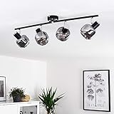 Deckenleuchte Lexington, Deckenlampe aus Metall/Glas in Schwarz/Chrom/Rauchglas, 4-flammig mit verstellbaren Strahlern, 4 x E14-Fassung max. 40 Watt, Deckenspot im Retro-Design, LED geeignet