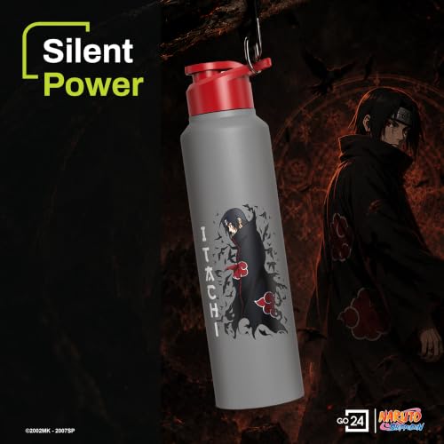 Image of Water Bottle 950ml Stainless Steel Sports /Fridge Bottle with Sipper Cap | 1-Year Warranty | Single Wall| For Home, Office, Gym, Travelling | Lightweight | Naruto Ninja | Grey - Itachi