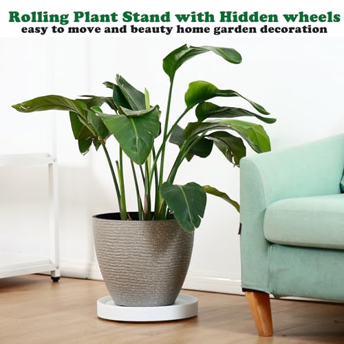 Kvyusflourish PLANT CADDY HIDDEN WHEELS 4 Packs Plant Caddy With Hidden Wheels 10 Inch Rolling Plant Stand Heavy Duty Plant Dolly thumb #4