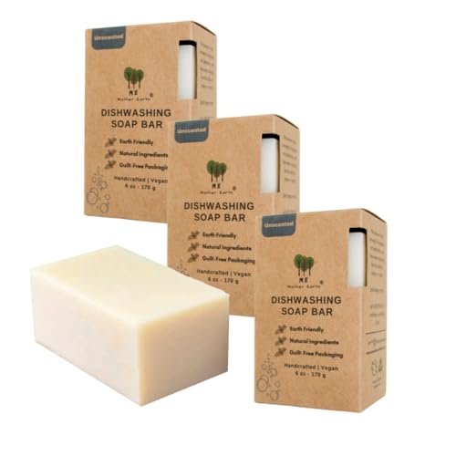 Solid Dishwashing Soap Bar, Plastic-Free Dish Soap for
