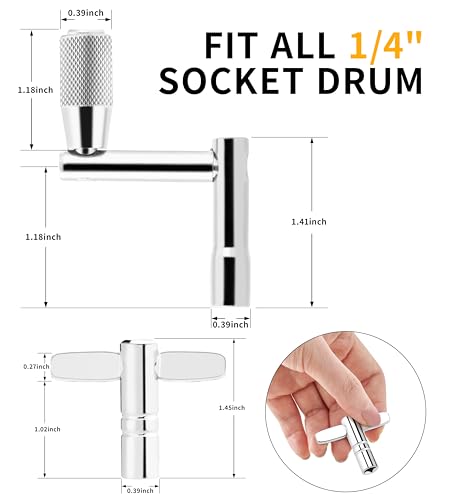 KORDOS Drum Keys for Tuning Drum, 5 Pack Drum Tuning Key, Universal Drum Tuner with Continuous Standard Motion Speed Key, Extended T Key for Fast Easy Tuning, Drum Key Tool Set