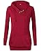 VOIANLIMO Women's Sweatshirts Long Sleeve Button V-Neck Pockets Pullover Hoodies Burgundy XL