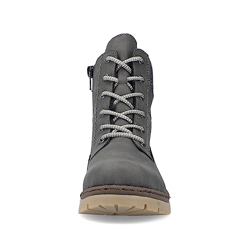 Rieker Damen Schnürstiefeletten Y7424, Frauen Stiefeletten,Boots,Stiefel,Bootee,Booties,halbstiefel,Kurzstiefel,grau (45),42 EU / 8 UK