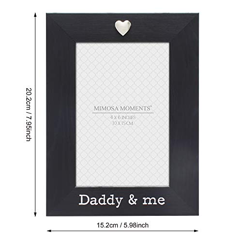Mimosa Moments Silver Heart Black Picture Frame For 4X6 Photo For Desk Tabletop (Daddy & Me) #TOP3