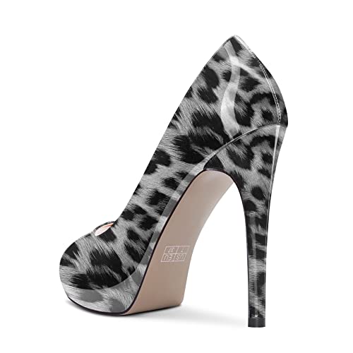 Aachcol Women Platform Stiletto High Heel Pumps Slip-on Peep Open Toe Dress Shoes Office Party Wedding Patent 5 Inch3