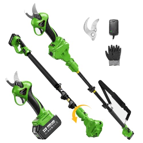 TaskStar 2-in-1 Pole Pruning Shears: 1.4" Max Power Pruner with 4.9-9 ft Pole for Cordless Tree Trimming, Brushless Motor, 4.0Ah Battery, SK5 Blade, 3 Modes Branch Cutter for Garden Maintenance by TaskStar - Used condition - US$94.05