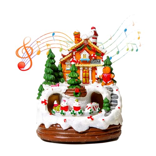 TECKZOON Weihnachtsdorf mit Lichtern und Musik Rotierendem Zug,...