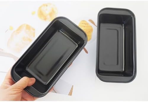Mini Loaf Pans, 6" x 3.3" Nonstick Carbon Steel Bread Pan, Rectangle Loaf Baking Cake Tin for Small Banana Bread, Meatloaf, Sourdough, Brownies - Set of 4, Black - Thumbnail 2