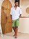 Puimentiua Leinenhose Herren Kurz,Sommer Leinen Shorts,Kurze Hosen,Loose Fit Sommerhose mit Tunnelzug und Taschen (Fruchtgrün,M)