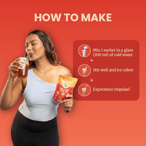 Image of Impulse Coffees Guilt Free Iced Tea Guava Chilli | Iced Tea Powder Drink Mix | Zero Refined Sugar, Sweet & Spicy, Low Calorie | 20g x 20 Sachets (400g)