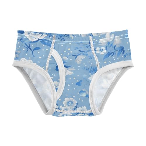 KLL Vintage Blue Dots Floral Pattern Little Boys Comfort Training Underwear Cute Children Undies