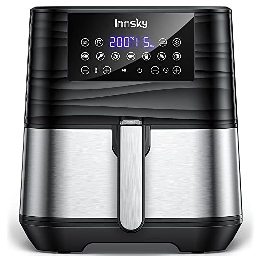Innsky 5,5L 1700W freidora sin Aceite con 7 programas + función de Inicio diferido, Panel LED, Temperatura y tiempo ajustable. Freidora Aire caliente con libro de Recetas Sin BPA ni PFOA, Regalo ideal