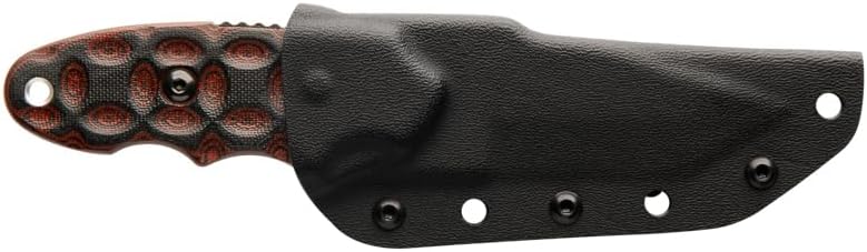 TOPS Knives C.A.T 203T-02 Full Tang Fixed Blade- Black Traction Coating- Black Kydex Sheath w/Rotating Spring Steel (Red/Black G10 Handle)