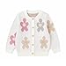 Simplee kids Baby Girls Cardigan Floral Knit Spring Long Sleeve Toddler Sweaters White 4-5 Years