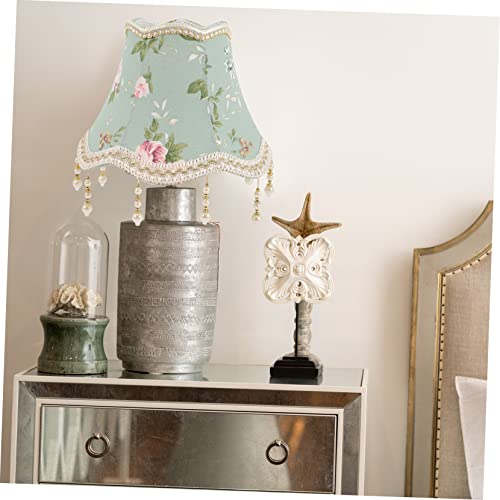 Angoily Jacquard Fabric Vintage Lamp Shade Beaded Tassels, 25cm Scallop Edge Lampshade for Living Room, European Style Decorative Light Cover - Image 4