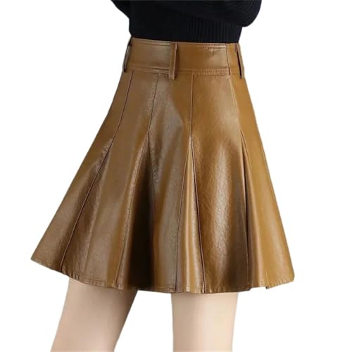 Woman Skirts Elegant Plus Size Style Real Leather High Waist Mini Skirt