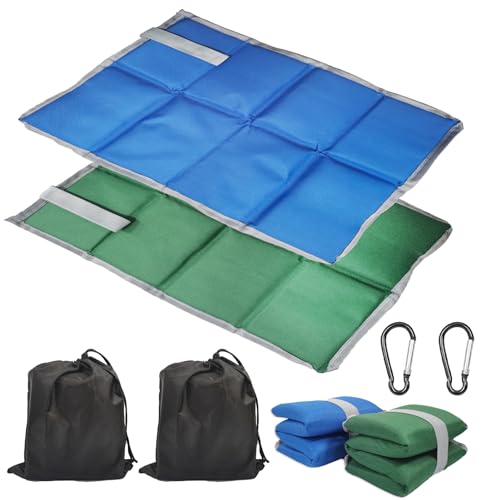 2er Pack Sitzkissen Outdoor Faltbar Thermo Sitzunterlage Kinder Sitzmatte Wasserdicht Tragbar Aus Oxford-Stoff Mit 2 Aufbewahrungstasche 2 Karabiner Für Wandern Spielplatz Stadion Camping Picknick