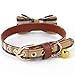 Dog Cat Collars Leather for Small Pet Adjustable Bow-tie and Scarf Puppy Collars with Bell Cute Plaid Bandana Dog Collar(2 Pack)