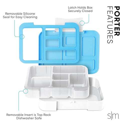 Image of Simple Modern Bluey Bento Lunch Box for Kids | BPA Free, Leakproof, Dishwasher Safe | Lunch Container for Boys, Girls, Toddlers | Porter Collection | 5 Compartments | Bluey Sky