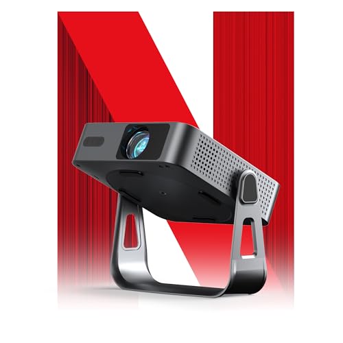 Smart Beamer Netflix Offiziell Mini Projektor 4K mit Autofokus ＆ Trapezkorrektur, VOPLLS 700ANSI 1080P Full HD WiFi6 Bluetooth Beamer Klein Heimkino/Outdoor 360° Drehbar Projector für Handy (Schwarz)