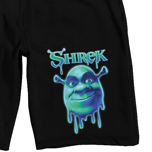 Shrek Character head Drip Graphic Men's Black Sleep Pajama Shorts2